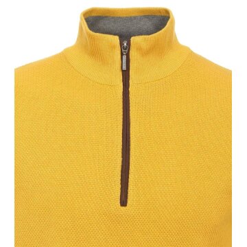 REDMOND Casual Herren Strick-Troyer Zipper Comfort Baumwolle Gelb