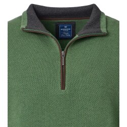 REDMOND Casual Herren Strick-Troyer Zipper Comfort Baumwolle Grün