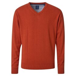 REDMOND Casual Herren Pullover Langarm V-Neck Comfort Terra