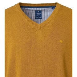 REDMOND Casual Herren Pullover Langarm V-Neck Comfort Senfgelb