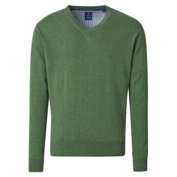 REDMOND Casual Herren Pullover Langarm V-Neck Comfort Grün