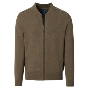 REDMOND Casual Herren Strickjacke College Zipper Comfort Braun