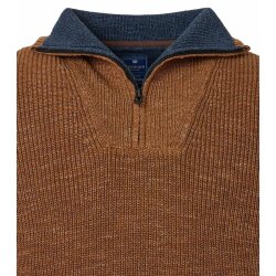 REDMOND Casual Herren Strick-Troyer Zipper Comfort Baumwollmix Braun