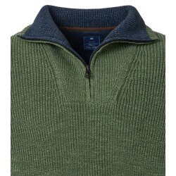 REDMOND Casual Herren Strick-Troyer Zipper Comfort Baumwollmix Grün