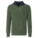 REDMOND Casual Herren Strick-Troyer Zipper Comfort Baumwollmix Grün