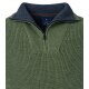 REDMOND Casual Herren Strick-Troyer Zipper Comfort Baumwollmix Grün