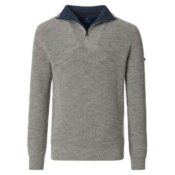 REDMOND Casual Herren Strick-Troyer Zipper Comfort Baumwollmix Grau