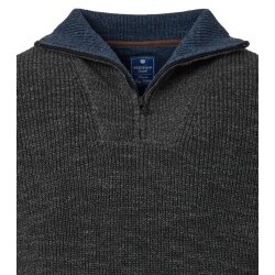 REDMOND Casual Herren Strick-Troyer Zipper Comfort Baumwollmix Anthrazit