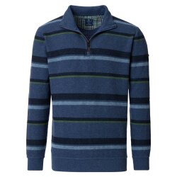REDMOND Casual Herren Strick-Troyer Zipper Comfort Blau...