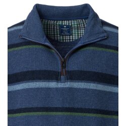REDMOND Casual Herren Strick-Troyer Zipper Comfort Blau gestreift
