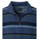REDMOND Casual Herren Strick-Troyer Zipper Comfort Blau gestreift