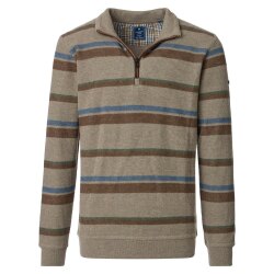 REDMOND Casual Herren Strick-Troyer Zipper Comfort Braun...