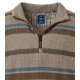 REDMOND Casual Herren Strick-Troyer Zipper Comfort Braun gestreift