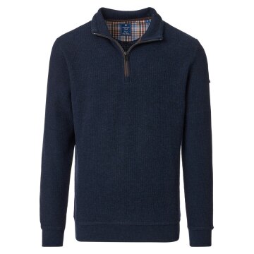 REDMOND Casual Herren Strick-Troyer Zipper Comfort Blau