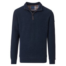 REDMOND Casual Herren Strick-Troyer Zipper Comfort Blau
