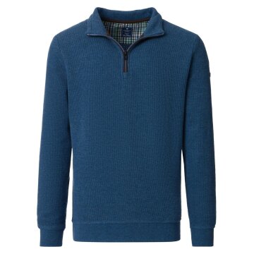 REDMOND Casual Herren Strick-Troyer Zipper Comfort Blau