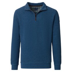 REDMOND Casual Herren Strick-Troyer Zipper Comfort Blau