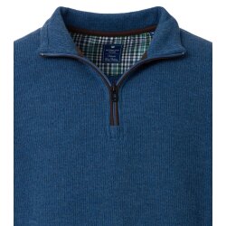 REDMOND Casual Herren Strick-Troyer Zipper Comfort Blau