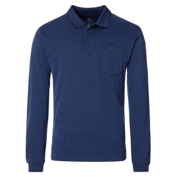 REDMOND Casual Herren Polo-Shirt Langarm Comfort Bi-Color Blau
