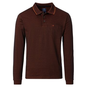 REDMOND Casual Herren Polo-Shirt Langarm Comfort Bi-Color Terra