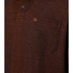 REDMOND Casual Herren Polo-Shirt Langarm Comfort Bi-Color Terra
