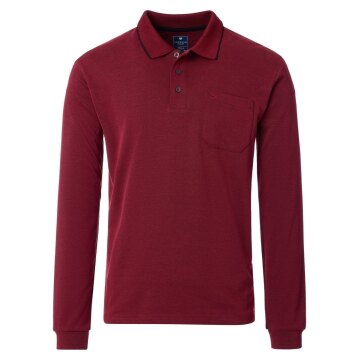 REDMOND Casual Herren Polo-Shirt Langarm Comfort Bi-Color Rot