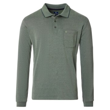 REDMOND Casual Herren Polo-Shirt Langarm Comfort Bi-Color Hellgrün