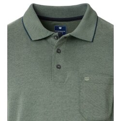REDMOND Casual Herren Polo-Shirt Langarm Comfort Bi-Color Hellgrün