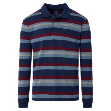 REDMOND Casual Herren Polo-Shirt Langarm Comfort Blau gestreift