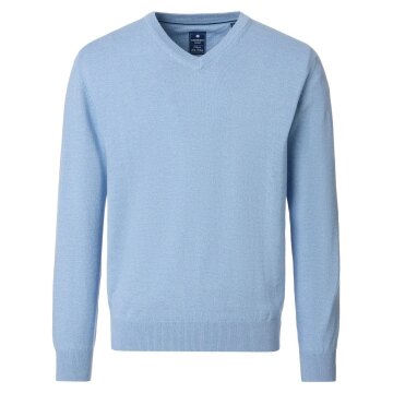 REDMOND Casual Herren Pullover Langarm V-Neck Comfort Hellblau