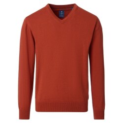 REDMOND Casual Herren Pullover Langarm V-Neck Comfort Terra
