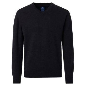 REDMOND Casual Herren Pullover Langarm V-Neck Comfort Schwarz