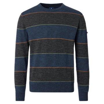 REDMOND Casual Herren Pullover Rundhals Comfort Blau gestreift