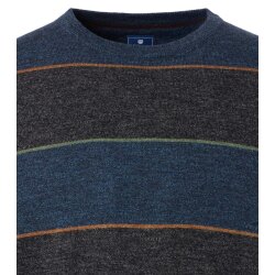 REDMOND Casual Herren Pullover Rundhals Comfort Blau gestreift
