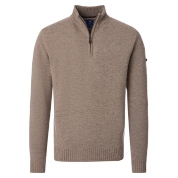 REDMOND Casual Herren Strick-Troyer Zipper Comfort Baumwollmix Braun