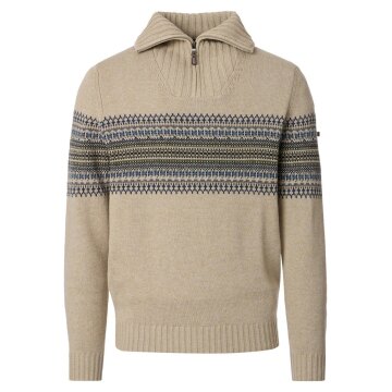 REDMOND Casual Herren Strick-Troyer Zipper Comfort Braun gemustert