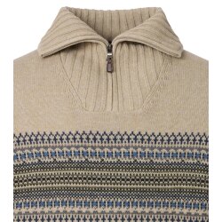 REDMOND Casual Herren Strick-Troyer Zipper Comfort Braun gemustert
