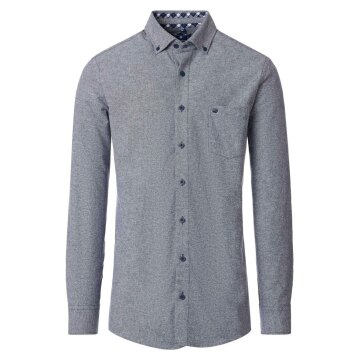 REDMOND Herren Flanellhemd Langarm Button-Down Modern-Fit Blau
