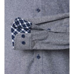 REDMOND Herren Flanellhemd Langarm Button-Down Modern-Fit Blau