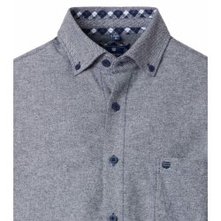 REDMOND Herren Flanellhemd Langarm Button-Down Modern-Fit Blau