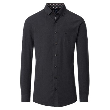 REDMOND Herren Flanellhemd Langarm Button-Down Modern-Fit Anthrazit