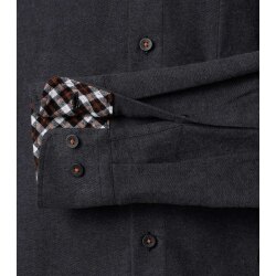 REDMOND Herren Flanellhemd Langarm Button-Down Modern-Fit Anthrazit