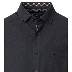 REDMOND Herren Flanellhemd Langarm Button-Down Modern-Fit Anthrazit