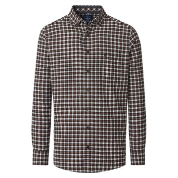 REDMOND Herren Flanellhemd Langarm Button-Down Modern Schwarz Karo