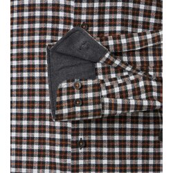 REDMOND Herren Flanellhemd Langarm Button-Down Modern Schwarz Karo