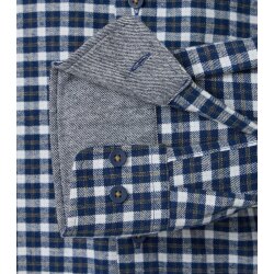 REDMOND Herren Flanellhemd Langarm Button-Down Comfort Blau Karo