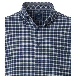 REDMOND Herren Flanellhemd Langarm Button-Down Comfort Blau Karo
