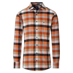 REDMOND Herren Flanellhemd Langarm Kent Modern-Fit Orange...
