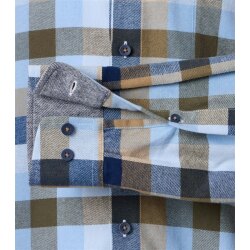 REDMOND Herren Flanellhemd Langarm Kent Modern-Fit Grün Karo