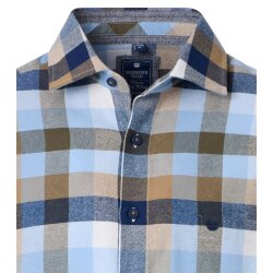 REDMOND Herren Flanellhemd Langarm Kent Modern-Fit Grün Karo